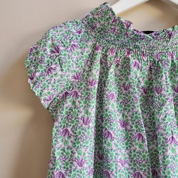 Zara short sleeve soft flowy top , purple yellow floral prints XS size - Picture 8 of 8